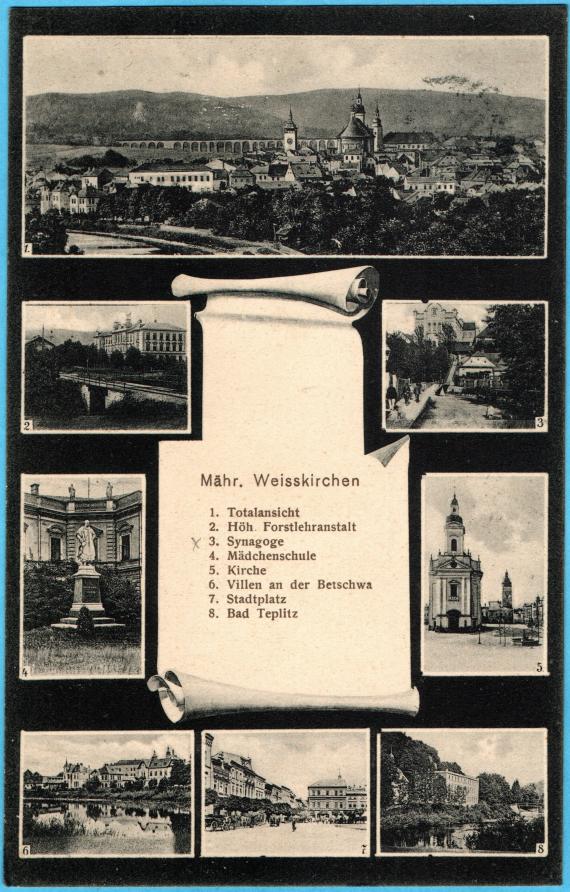 Historische Mehrbild-Ansichtskarte Mährisch Weisskirchen Historische Mehrbild-Ansichtskarte Mährisch Weisskirchen - versandt am 8. März 1906