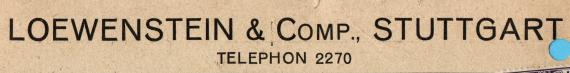 Postkarte - Loewenstein & Comp. Postkarte geschäftlicher Art von " Loewenstein & Comp., Stutttgart " - versandt am 29. Dezember 1919 - Ausschnittvergrößerung Firmenname