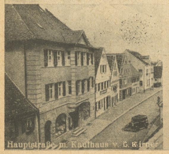 Das Wohn- und Geschäftshaus Donauwörter Straße 1 auf einer Mehrbildpostkarte aus dem Jahr 1934 (Ausschnitt) The residential and commercial building at Donauwörter Straße 1 on a multi-picture postcard from 1934 (detail)