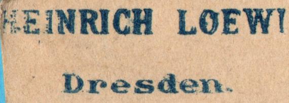 Postkarte - Heinrich Loewi Postkarte geschäftlicher Art von " Heinrich Loewi, Dresden " - versandt am 26. April 1881 - Ausschnittvergrößerung Firmenname