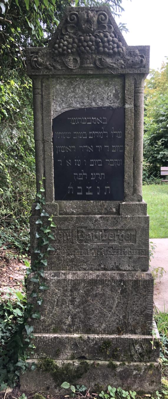 Jewish cemetery Crailsheim - Ben(n)i Bamberger gravestone - Floral gravestone motif with grapevines