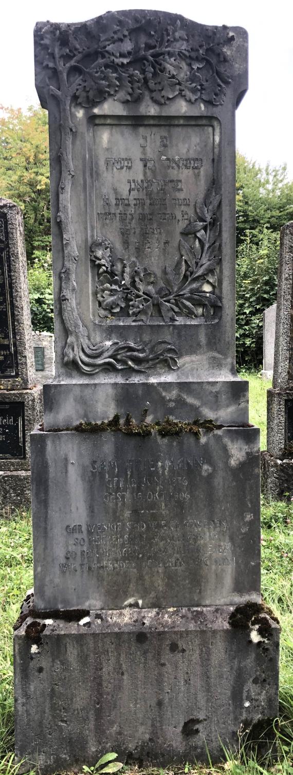 Jewish cemetery Crailsheim - Gravestone Sam Friedmann - Oak