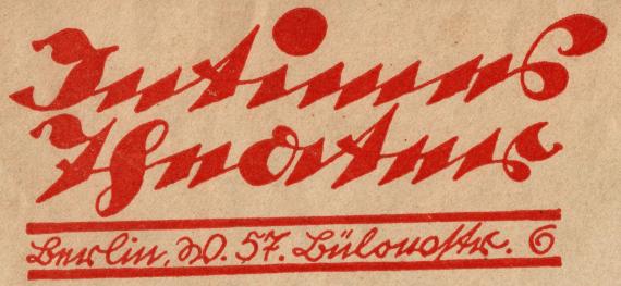 Briefumschlag  -  " Intimes Theater, Berlin, W.57, Bülowstr.6 " - versandt am 6. Juli 1923 -  Ausschnittvergrößerung  Theaterlogo mit Adresse