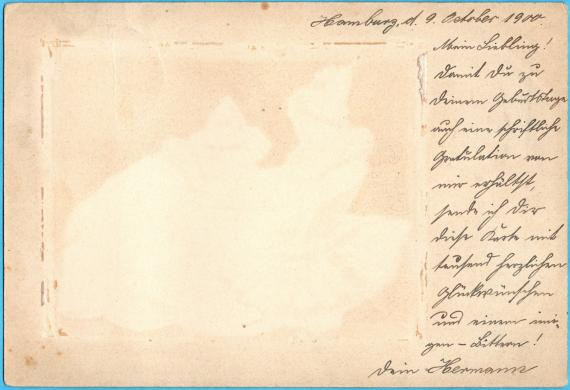 Postkarte  privater Art an " Frl. Helene Winter, Israelitisches Krankenhaus, Hamburg IV. "  -  versandt am 9. Oktober 1900  -  Kartenrückseite