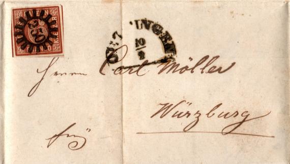 Geschäftsbrief - A. J. Frohmann Business letter from " A. J. Frohmann, Oettingen " - sent on February 8, 1852