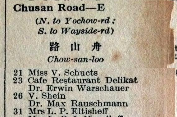 'Café Delikat' and 'Dentist Warschauer' listing