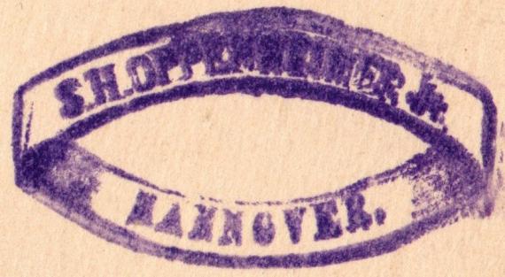 Postkarte - S. H. Oppenheimer jr. Postkarte geschäftlicher Art von " S. H. Oppenheimer jr., Hannover " - versandt am 24. Januar 1887 - Ausschnittvergrößerung Geschäftsstempel