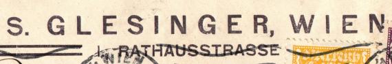 Envelope " S. Glesinger, Vienna, Rathausstrasse 7 " - sent on April 10, 1923 - detail enlargement of business address