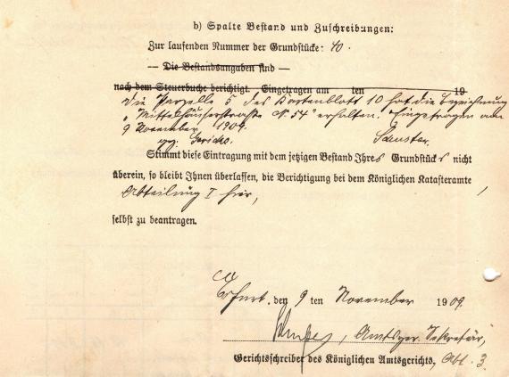 Official letter to " Mr. factory owner Hermann Eisenberg, Erfurt, Schillerstr.7 " - sent on November 29, 1909 - Letter inside II