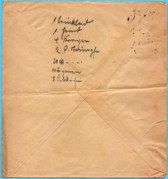 Business envelope " C. Lewin, Breslau 5, Gartenstr.7 " - sent on December 19, 1919 - envelope - reverse side