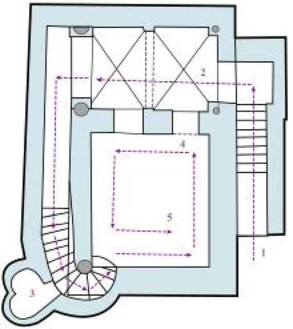 Architectural floor plan of the ritual bath room layout