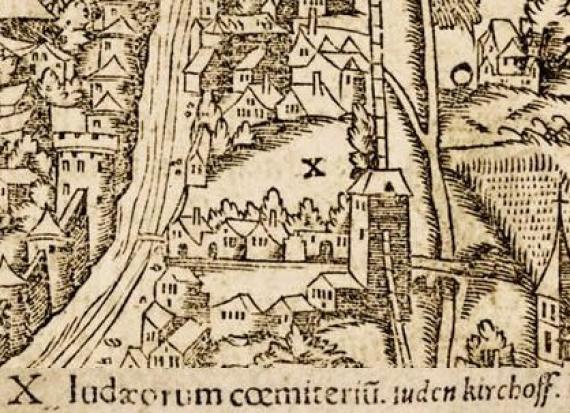 Medieval drawing of the Jewish cemetery