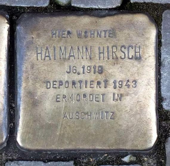 https://upload.wikimedia.org/wikipedia/commons/thumb/f/fe/Stolperstein_Haimann_Hirsch.jpg/600px-Stolperstein_Haimann_Hirsch.jpg