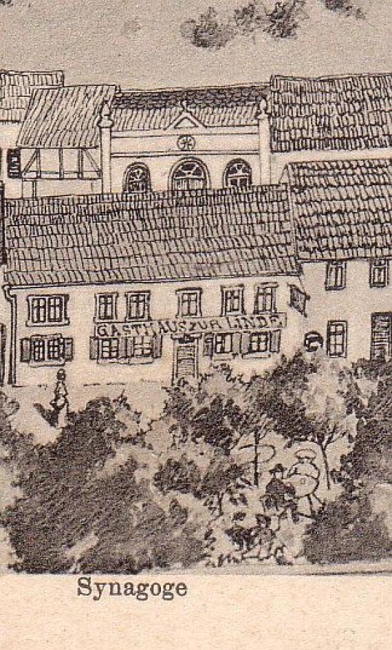 The synagogue in Altenbamberg on a historical picture postcard