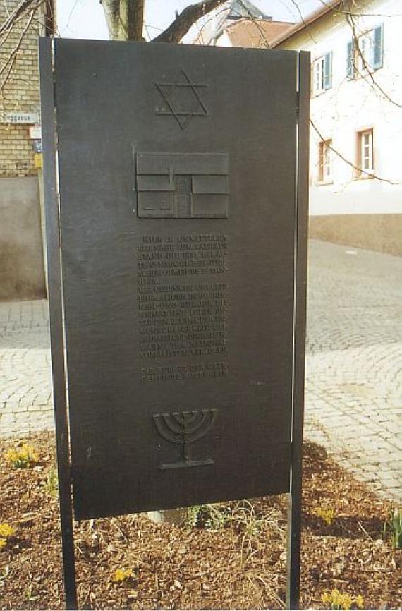 Memorial plaque for the former synagogue in Bodenheit