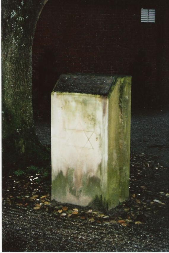 Memorial stone at the former location of the stand