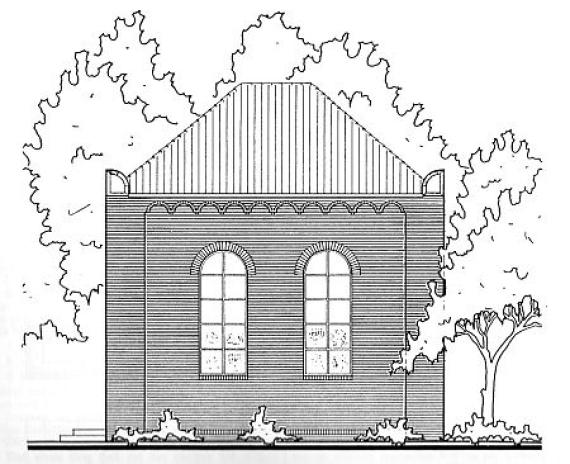 Sketch of the south view of the synagogue Cloppenburg built in 1856/66