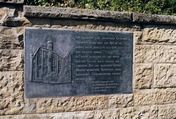 Memorial plaque for the former synagogue in Eppingen