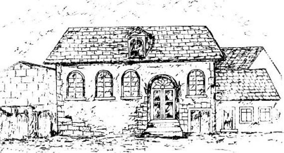 Drawing of the former synagogue in Gau-Algesheim