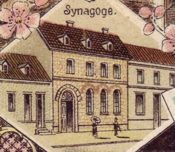 The former synagogue in Germersheim (original in possession of Michael Graf, Philippsburg see http://www.ansichtskarten-archiv-philippsburg.de/Umgebung/umgebung.html