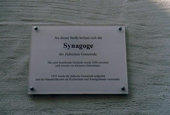 Information board at the building of the former synagogue Heidelsheim