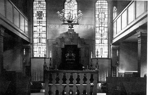 Interior photo of the synagogue in Herleshausen, destroyed in 1938.