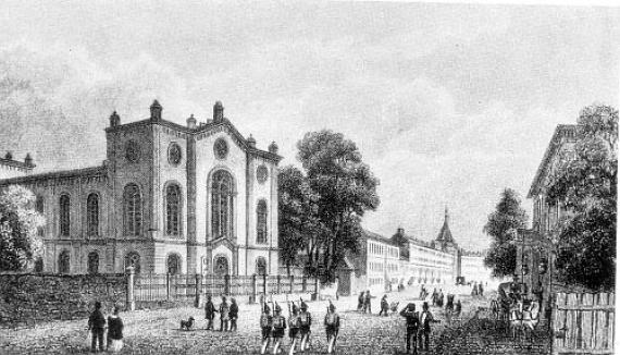 Die 1830 eingeweihte Synagoge in der Unteren Königstraße am Holländischen Tor.