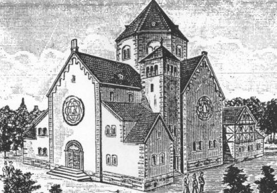 The synagogue in Limburg - woodcut from 1903