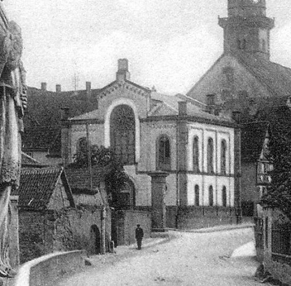 Die Synagoge in Mellrichstadt (Ausschnitt aus einer historischen Karte)