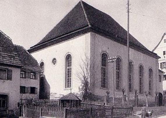 Die Synagoge in Mühringen um 1930