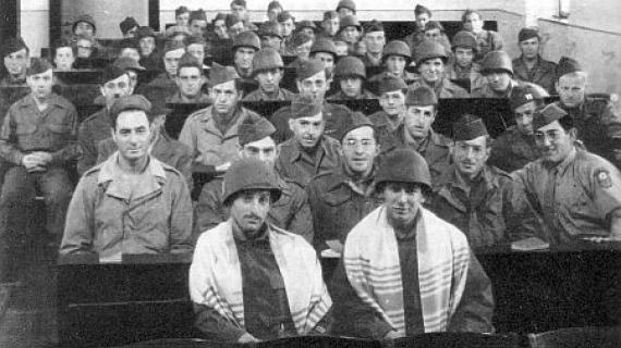 First service in the synagogue in Bad Nauheim after WW2, attended only by American soldiers (1945).