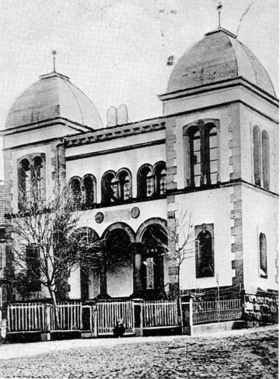 Die Synagoge in Tann, Reproduktion nach Postkarte