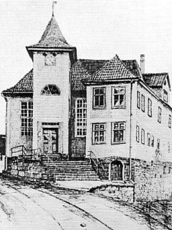 Former synagogue in Walldorf an der Werra (from the book by Hundsnurscher/Taddey: Die jüd. Gemeinden in Baden; here inadvertently depicted as a synagogue in Walldorf, Baden).