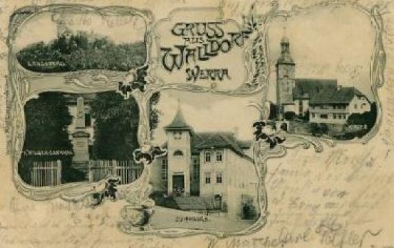 The synagogue in Walldorf an der Werra on a historical postcard