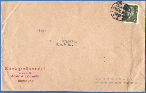 Envelope addressed to the company "G. D. Fränkel Gmbh" - mailed on November 14, 1930