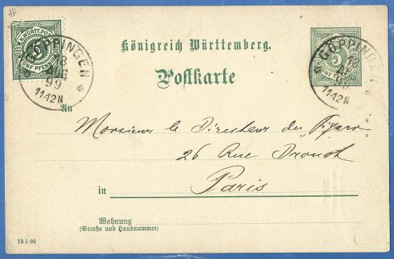 Geschäftspostkarte der Baumwollen & Leinen - Weberei Gebrüder Ottenheimer, - versandt am 18. August 1899 