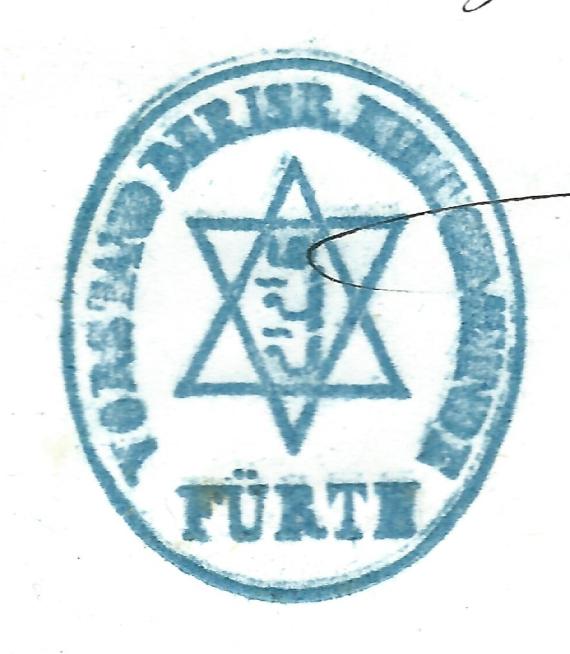 Stamp impression - Board of the Isr. Kultusgemeinde Fürth - cutout enlargement