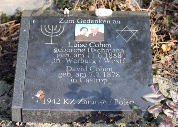 Gedenkstein für Luise Cohen (geborene Bachmann) und David Cohen