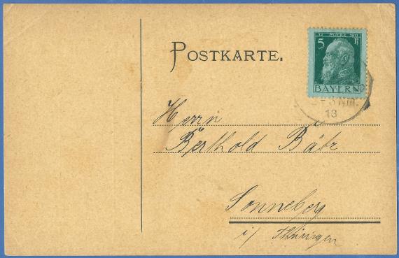 Geschäftliche Postkarte. Bestellung von M. Kohnstam & Co., versandt am 11. Juni 1913