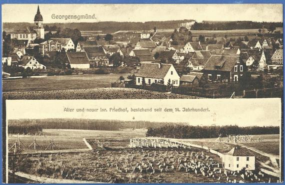 Old picture postcard of Georgensgmünd with the "Old and New Israelite Cemetery ".