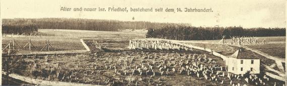 Old and new Israelite cemetery Georgensgmünd with Tahara house around 1920, detail of a picture postcard of Georgensgmünd