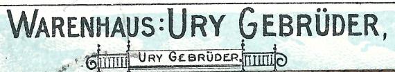 Historische Ansichtskarte " Gruss aus Leipzig " mit dem " Warenhaus Gebrüder Ury " und dem " Reichsgericht ", - versandt am 16. September 1898.
Ausschnittvergrößerung - Warenhaus Ury Gebrüder