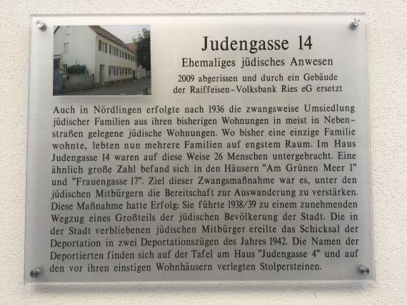 Memorial plaque on the house Judengasse 14