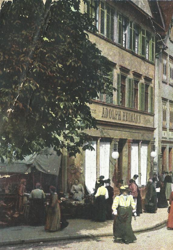 Textile store Adolph Heimann around 1907, detail enlargement picture postcard