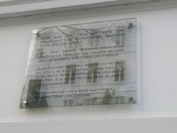 Gedenktafel für Familie Goldschmidt