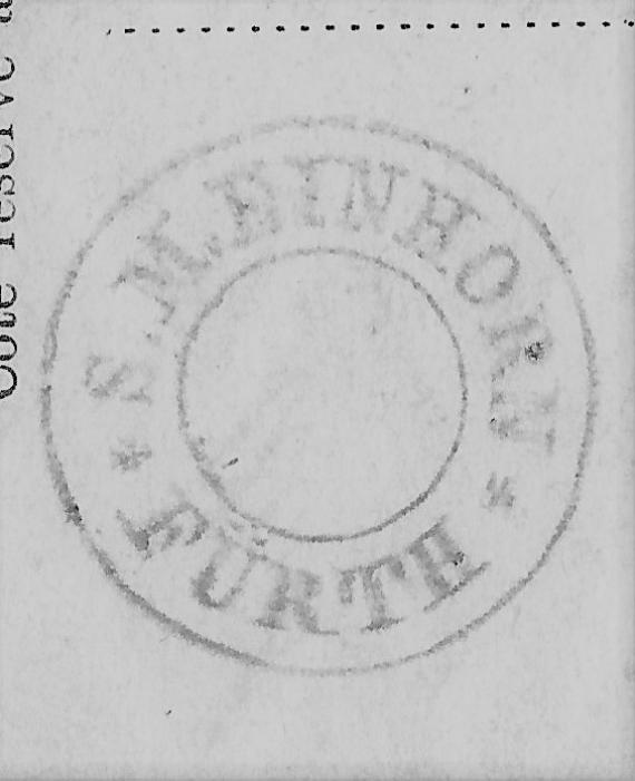 Firmenstempel  "S. M. Einhorn - Fürth" auf Postkarte aus dem Jahr 1889