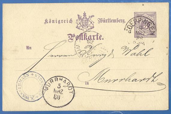 Alte Postkarte mit Stempel