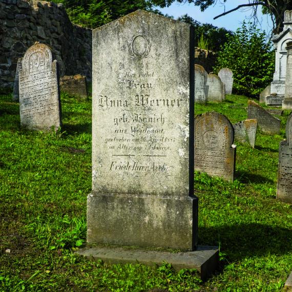 German inscribed gravestone of Anna Werner from Weidenau (today Vidnava) from 1887.