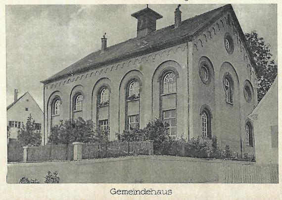 Ehemalige Synagoge Pflaumloch als  Gemeindehaus um 1940, Ausschnittsvergrößerung Mehrbild-Ansichtskarte Pflaumloch