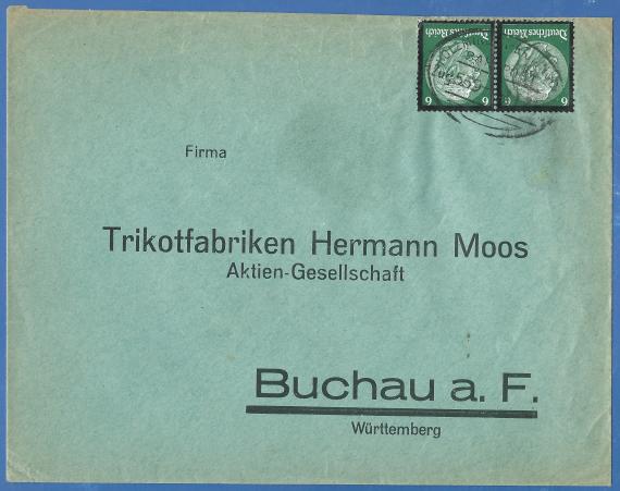 Briefumschlag der Fa. Trikotfabriken Hermann Moos Aktiengesellschaft aus dem Jahr 1935